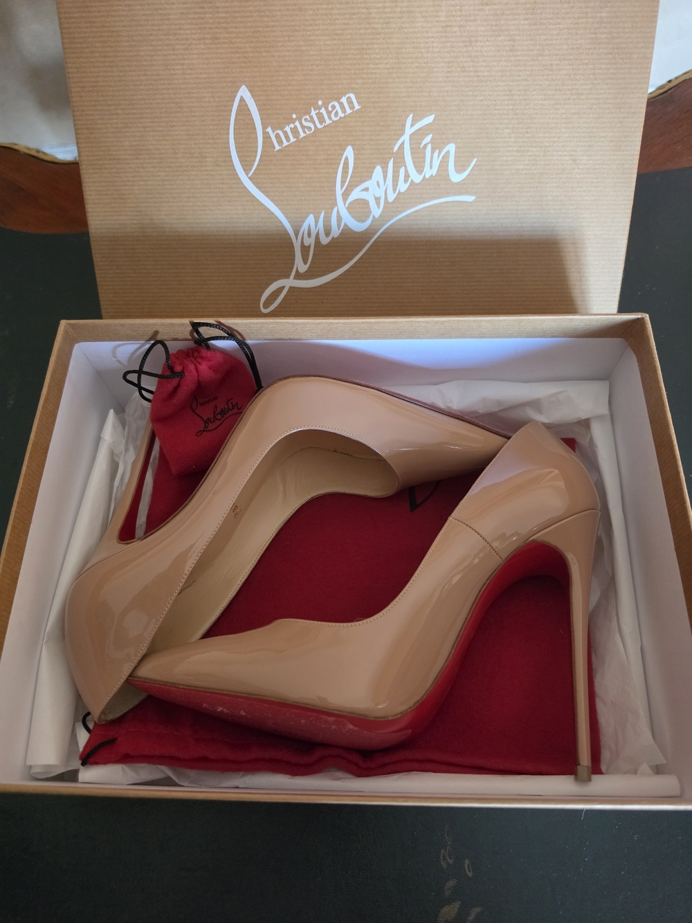Christian Louboutin Nude Patent Pigalle Follies 100mm Women's Pumps